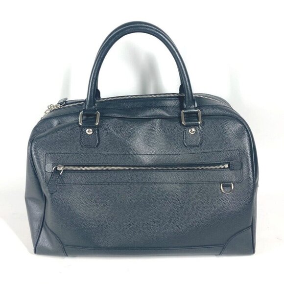 LOUIS VUITTON Taiga Stanislav Travel Bag Hand Bag Taiga Leather Black - Picture 1 of 16